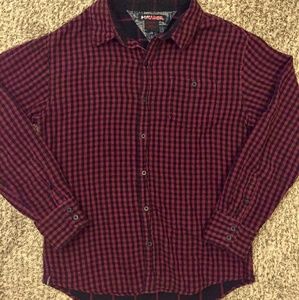 Men's Brick Red + Black Checkered Flannel Cotton